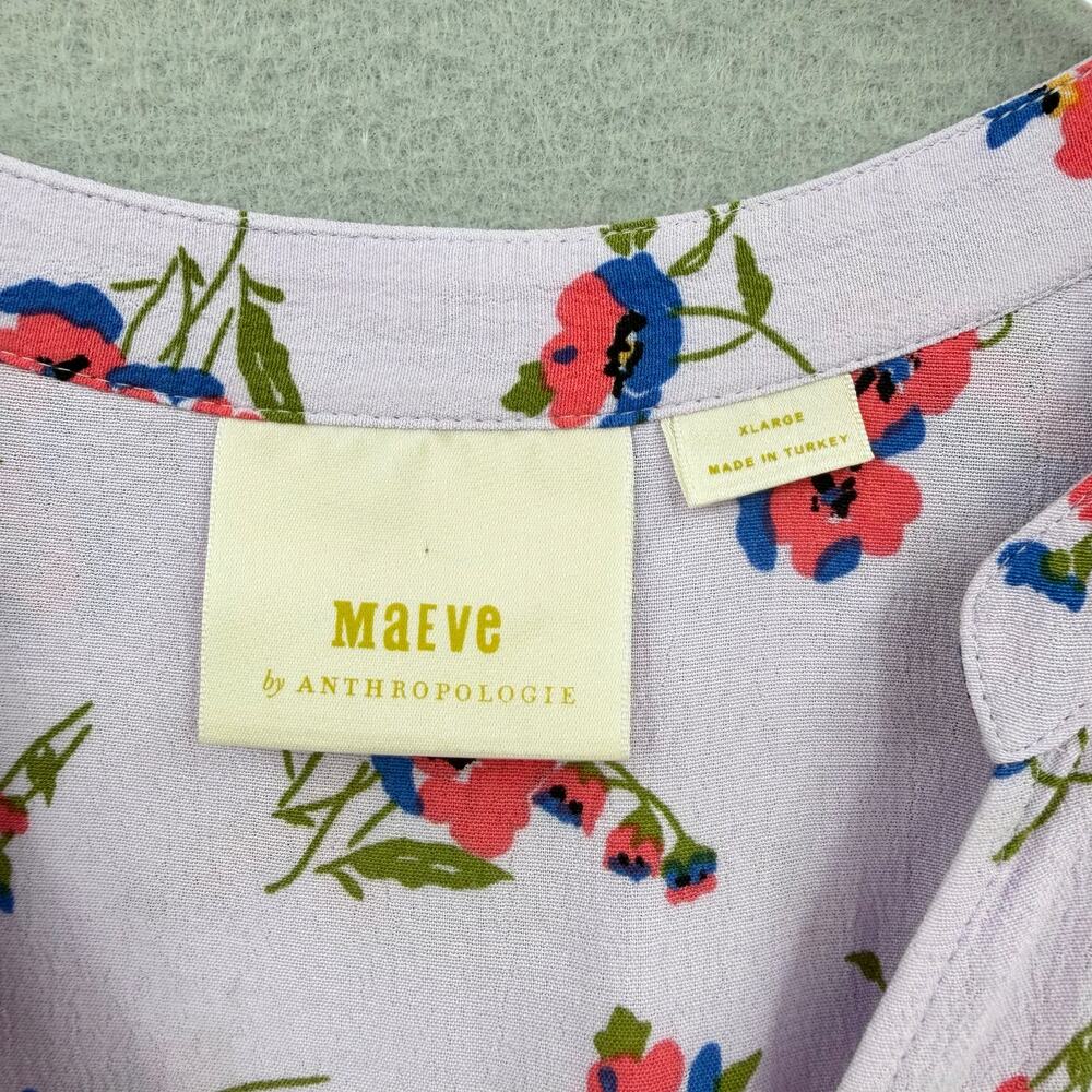 Maeve Anthropologie Juno Floral Printed Lilac Lavender 3/4 Sleeve Mini Dress - Picture 9 of 11